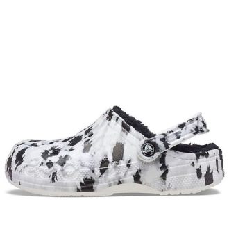 Crocs Baya gevoerde clog met fleecevoering, unisex, witgrijze pantoffels “White Grey” 205975-10M