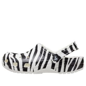 Crocs Classic Clog Animal Print Strandsandalen Zwart Wit 206676-1DE