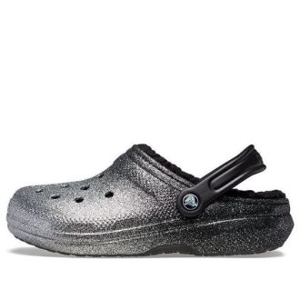 Crocs Classic Glittergevoerde Klompen “Zwart Zilver” 205842-067