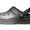 Crocs Classic Glittergevoerde Klompen “Zwart Zilver” 205842-067