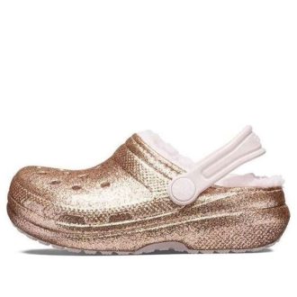 Crocs (GS) Classic gevoerde glitterklompen “Goudroze” 207462-2UB