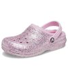 Crocs (GS) Classic gevoerde glitterklompen “Roze” 207462-6S0