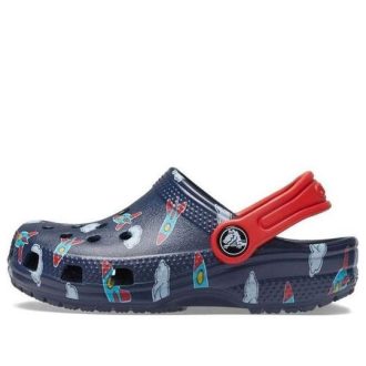 Crocs (GS) Iconic lichtgewicht klompen met enkelbandjes “Blauw Rood” 207321-410