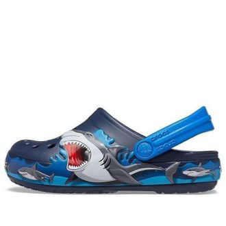 Crocs (PS) Grappige haaienpatroon outdoor platte hak sport diepblauwe sandalen 207070-410