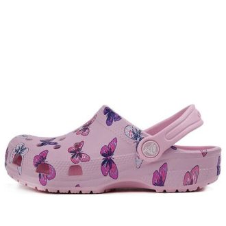Crocs (PS) Klassieke klomp met vlinderpatroon, platte hak en roze sportschoenen, 206414-6GD