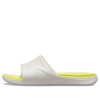 Crocs Reviva brede band ronde neus slippers “Geel Wit” 205546-1CC
