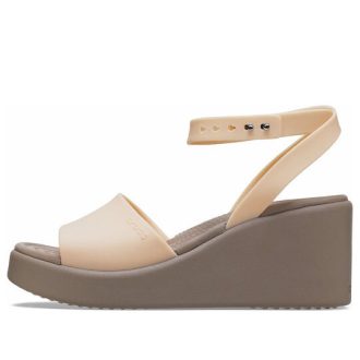 Crocs (WMNS) Brooklyn enkelband sleehak sandalen “Cream White Brown” 209406-2DS