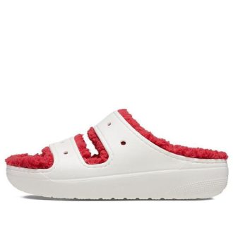 Crocs (WMNS) Classic Cozzzy Holiday Sweater Sandal “Wit Rood” 209227-90H