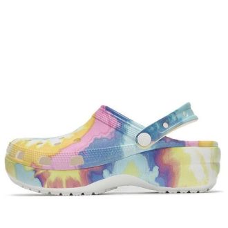 Crocs (WMNS) Klassieke klomp wolken Tie Dye print lichtgewicht comfortabele sportsandalen roze blauw 207151-94S