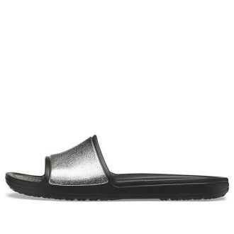 Crocs (WMNS) Sloane Shine Low Slide Flat Casual Zwart Zilver Slippers “Zwart Zilver” 206921-001